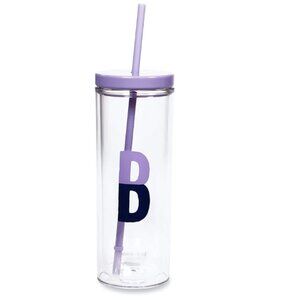 Kate spade Initial Thermal Tumbler cup With Straw, B purple nwt